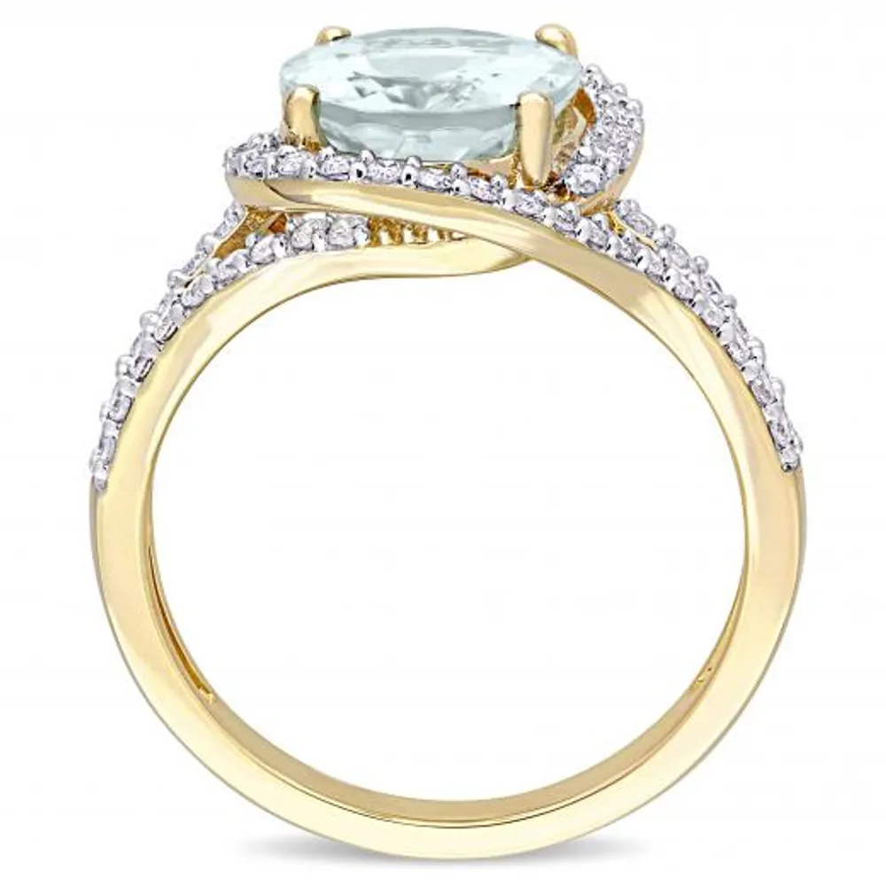 Julianna B 14K Yellow Gold Aquamarine & 0.50CTW Diamond Ring