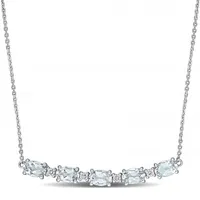 Julianna B 14K White Gold Aquamarine & 0.14CTW Diamond Necklace