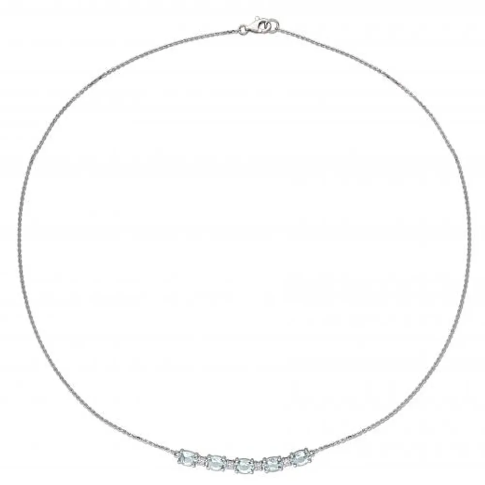 Julianna B 14K White Gold Aquamarine & 0.14CTW Diamond Necklace