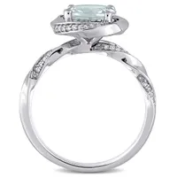 Julianna B 10K White Gold Aquamarine & 0.16CTW Diamond Ring