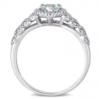 Julianna B 10K White Gold Aquamarine & 0.06ctw Diamond Ring