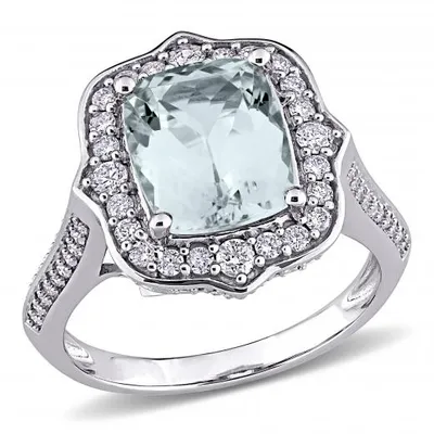 Julianna B 14K White Gold Aquamarine & Diamond Ring