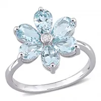 Julianna B 14K White Gold Aquamarine & 0.02CTW Diamond Ring