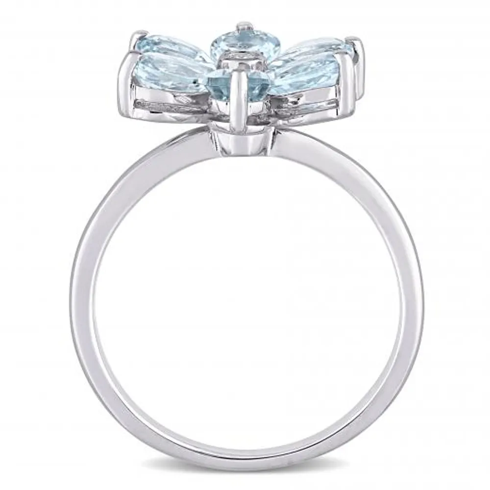 Julianna B 14K White Gold Aquamarine & 0.02CTW Diamond Ring