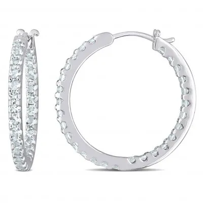 Julianna B 10K White Gold Aquamarine Hoop Earrings