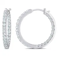 Julianna B 10K White Gold Aquamarine Hoop Earrings