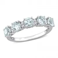 Julianna B Sterling Silver Aquamarine & White Topaz Ring