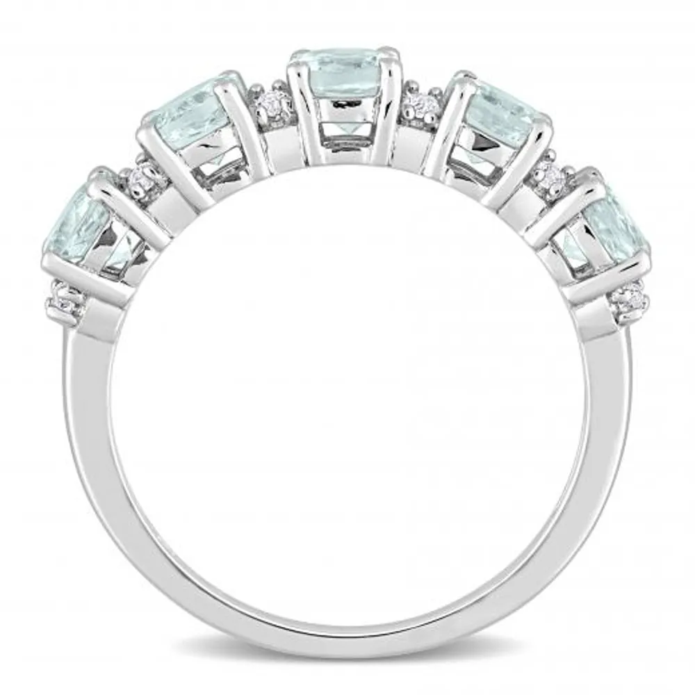 Julianna B Sterling Silver Aquamarine & White Topaz Ring