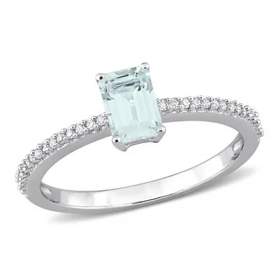 Julianna B 10K White Gold Aquamarine & 0.10CTW Diamond Ring