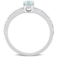 Julianna B 10K White Gold Aquamarine & 0.10CTW Diamond Ring