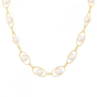 Sterling Silver 10K Yellow Gold Plated 11-12mm 18" Freshwater Pearl Necklace