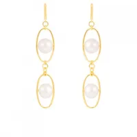 Sterling Silver 10K Yellow Gold Plated 11-12mm Freshwater Pearl Earrings