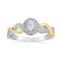 10K White & Yellow Gold 0.20CTW Diamond Twist Promise Ring