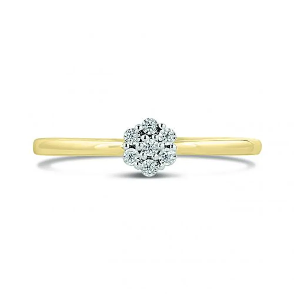 10K Yellow Gold 0.03CTW Diamond Cluster Promise Ring