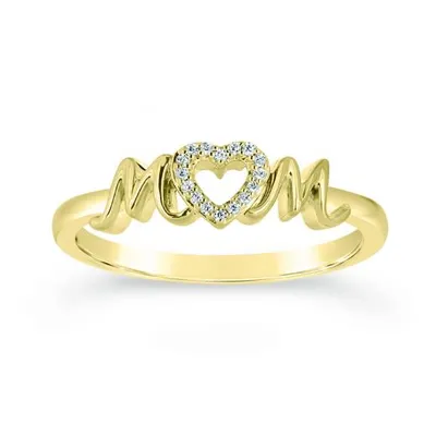 10K Yellow Gold 0.04CTW Diamond Mom Ring