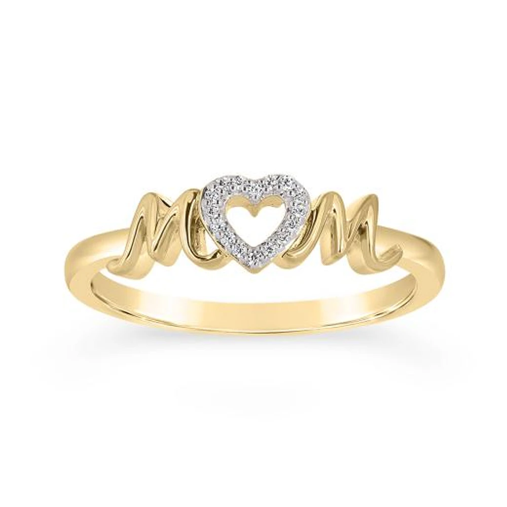 10K Yellow Gold 0.04CTW Diamond Mom Ring