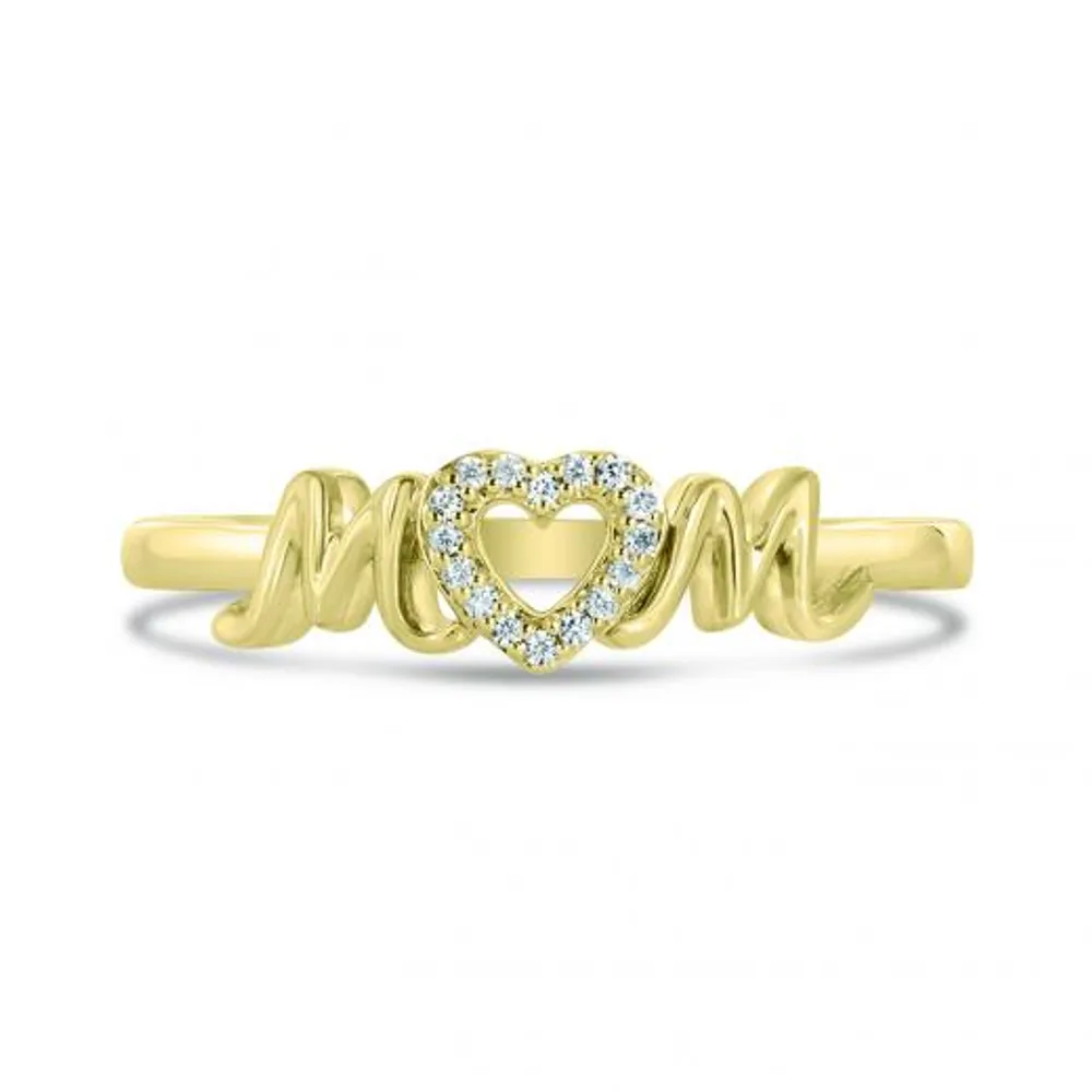 10K Yellow Gold 0.04CTW Diamond Mom Ring