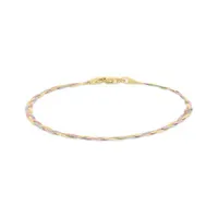 10K Tri-Colour Gold 7.5" 2.7mm Three Strands Braid Bracelet