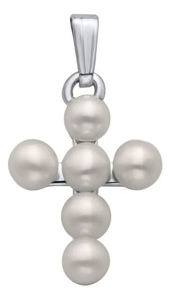 Sterling Silver Cross Cultured Pearls with 15" chain.