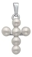 Sterling Silver Cross Cultured Pearls with 15" chain.