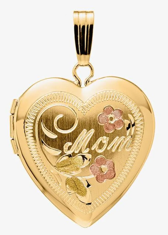 Mom Heart Locket 14K Yellow Gold 18