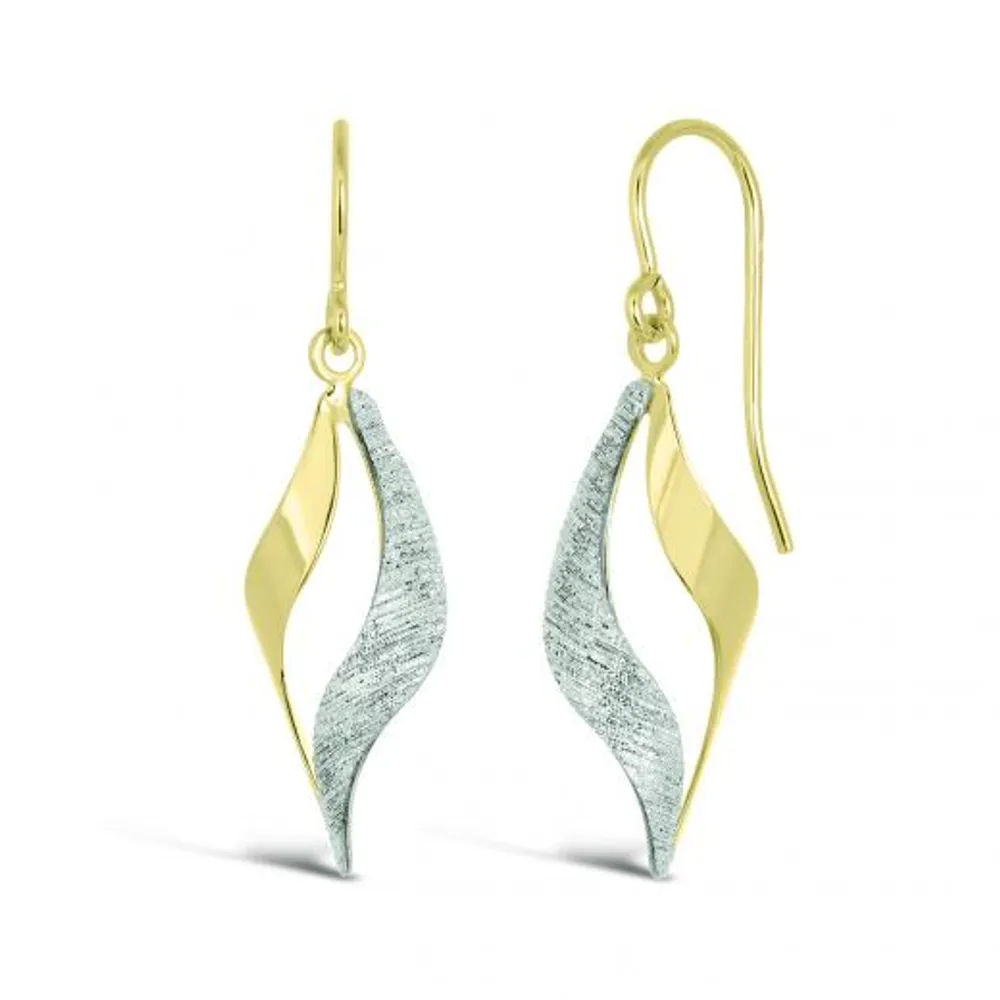 10K Yellow Gold Glitter Drop Earrings