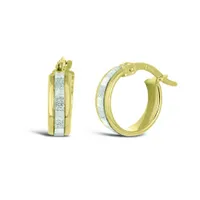 10K Yellow Gold Glitter Huggie Hoops