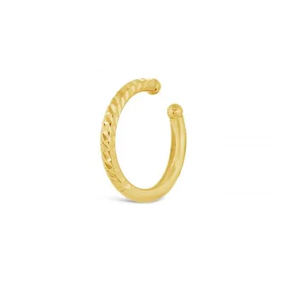 10K Yellow Gold Single Tube Diamond-Cut Cuff Earring