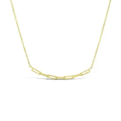 10K Yellow Gold Paperclip Bar Necklace