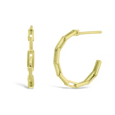 10K Yellow Gold Paperclip Hoops Earrings