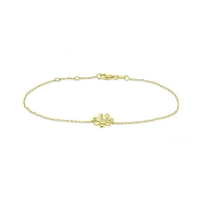 10K Yellow Gold Cubic Zirconia Flower Bracelet