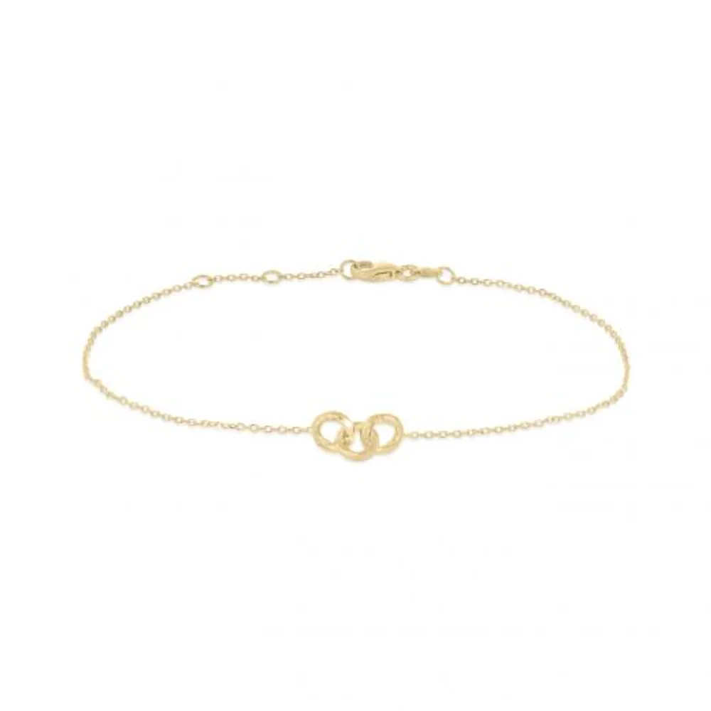 10K Yellow Gold Three Links Mirror Bracelet