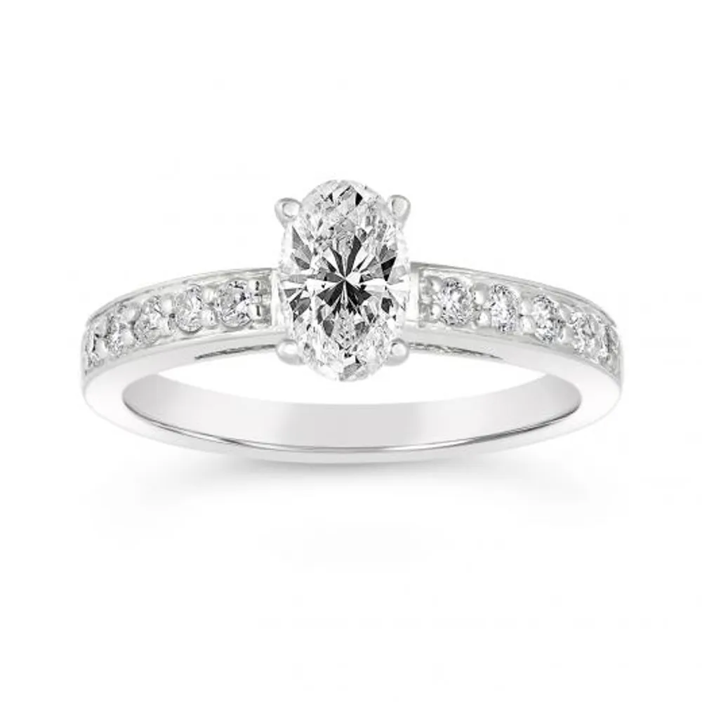 Diamond Revelations 14K White Gold Oval Bridal Ring 1.00CTW I1/I