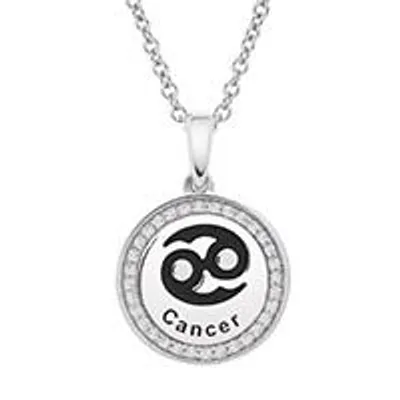 Sterling Silver Cancer 0.10CTW Diamond Pendant