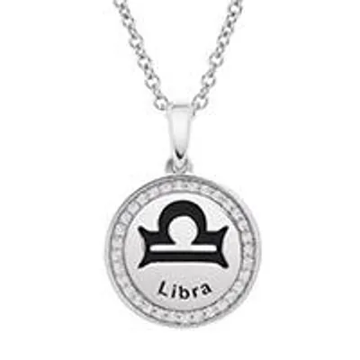 Sterling Silver Libra 0.10CTW Diamond Pendant