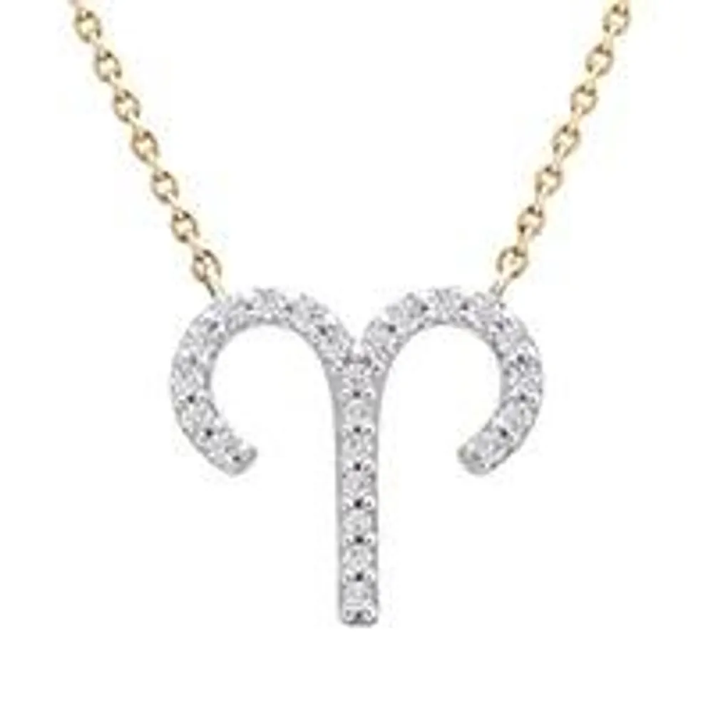 10K Yellow Gold Aries 0.10CTW Diamond Pendant