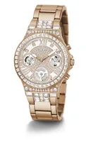 Guess Women's Rose Gold-Tone and Rhinestone Multifunction Watch