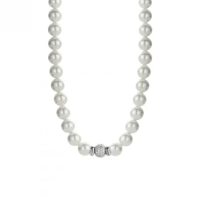 Ti Sento Pearl Cubic Zirconia and Silver Beads Necklace
