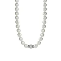 Ti Sento Pearl Cubic Zirconia and Silver Beads Necklace