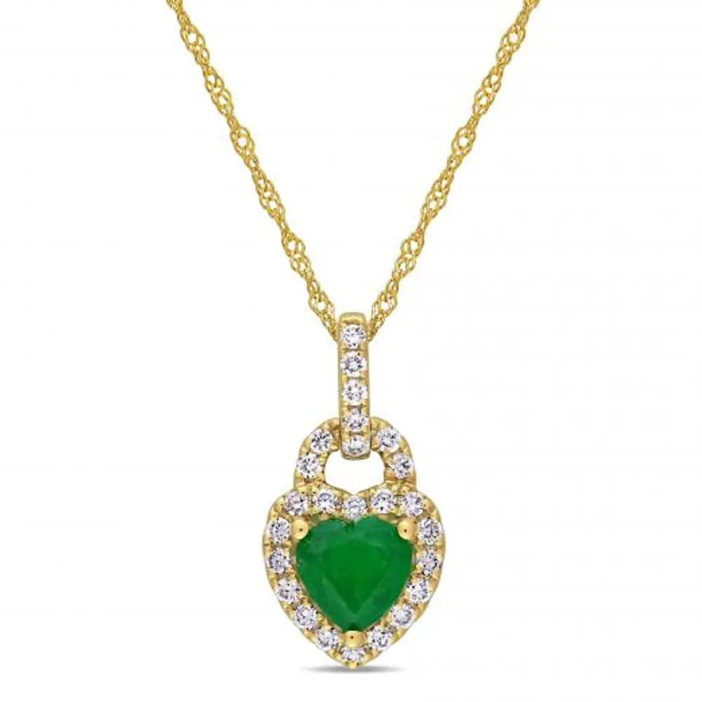 Julianna B 14K Yellow Gold Emerald & 0.25CTW Diamond Necklace