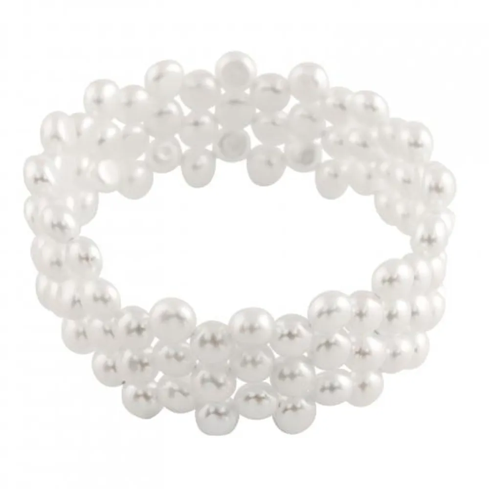 Triple Row White 6-7mm Freshwater Pearl Coil Bracelet