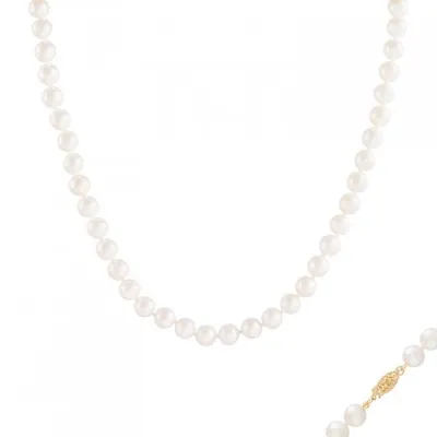 14K Yellow Gold 5-6mm White Akoya Pearl 18" Necklace