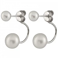 Sterling Silver 8-8.5mm and 5-5.5mm Button Shaped Freshwater Pearl Earrings