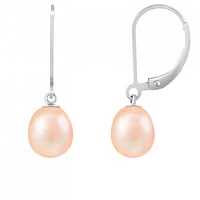 Sterling Silver 7-7.5mm Pink Freshwater Pearl Earrings