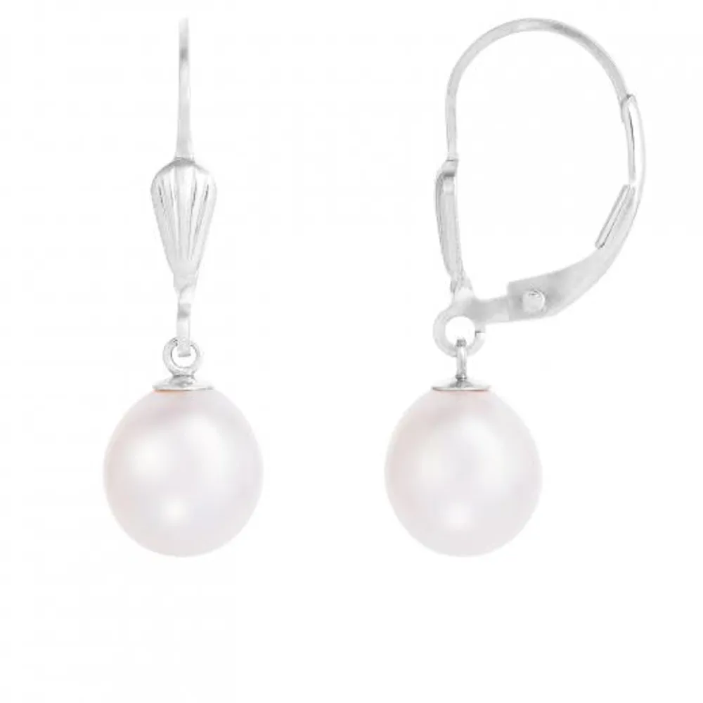 Sterling Silver 7-8mm Freshwater Pearl Leverback Earrings