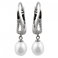 Sterling Silver 7-8mm Freshwater Pearls and Cubic Zirconia Earrings