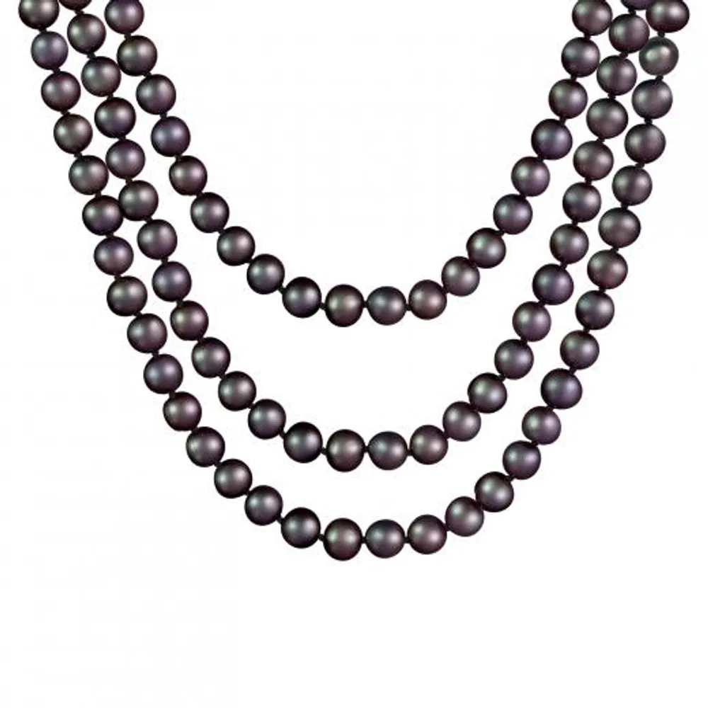 100" Endless 7-8mm Black Freshwater Pearl Necklace