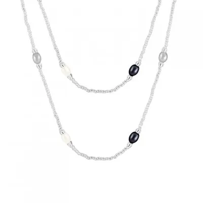 36" Endless 7-8mm Freshwater Pearl Necklace with Glass Beads