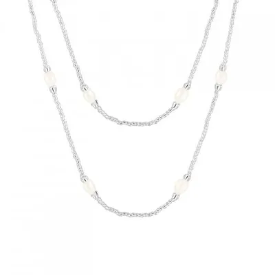 36" Endless 7-8mm Freshwater Pearl Necklace with Glass Beads