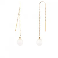 14K Yellow Gold 7.5-8mm White Freshwater Pearl Earrings